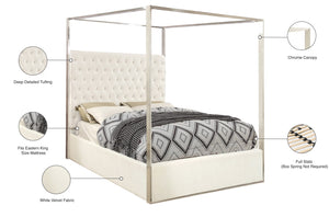 Porter Velvet / Engineered Wood / Metal / Foam Contemporary White Velvet King Bed - 82" W x 86.5" D x 78.5" H