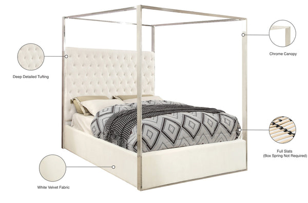 Porter Velvet / Engineered Wood / Metal / Foam Contemporary White Velvet Queen Bed - 66.5" W x 86.5" D x 78.5" H