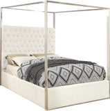 Porter Velvet / Engineered Wood / Metal / Foam Contemporary White Velvet Queen Bed - 66.5" W x 86.5" D x 78.5" H