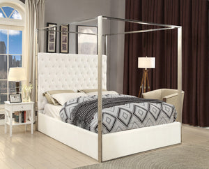 Porter Velvet / Engineered Wood / Metal / Foam Contemporary White Velvet Queen Bed - 66.5" W x 86.5" D x 78.5" H