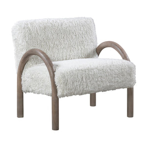 Union Home Princeton Boucle Chair White FSC Certified Oak Wood, Shearling