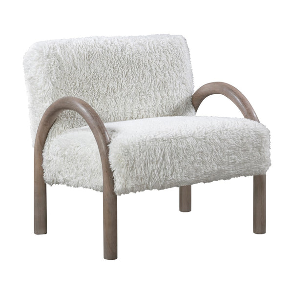 Union Home Princeton Boucle Chair White FSC Certified Oak Wood, Shearling