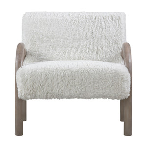 Union Home Princeton Boucle Chair White FSC Certified Oak Wood, Shearling