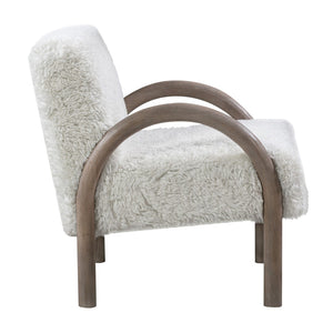 Union Home Princeton Boucle Chair White FSC Certified Oak Wood, Shearling
