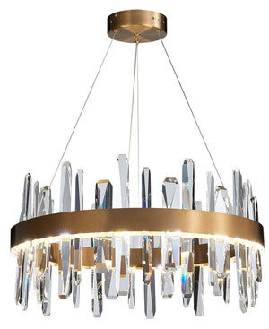 Bethel Gold LED Chandelier in Stainless Steel & Crystal