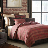 HiEnd Accents Rushmore Reversible Quilt Set QL1807-FQ-OC Red, Brown Face and Back: 100% cotton; Fill: 100% polyester 92x96x1