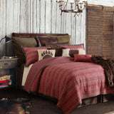 HiEnd Accents Rushmore Reversible Quilt Set QL1807-TW-OC Red, Brown Face and Back: 100% Cotton, Filling: 100% Polyester. 68x88x1