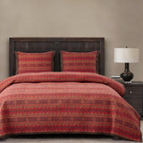 HiEnd Accents Rushmore Reversible Quilt Set QL1807-TW-OC Red, Brown Face and Back: 100% Cotton, Filling: 100% Polyester. 68x88x1