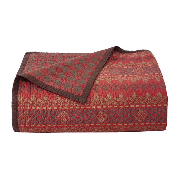 HiEnd Accents Rushmore Reversible Quilt Set QL1807-TW-OC Red, Brown Face and Back: 100% Cotton, Filling: 100% Polyester. 68x88x1