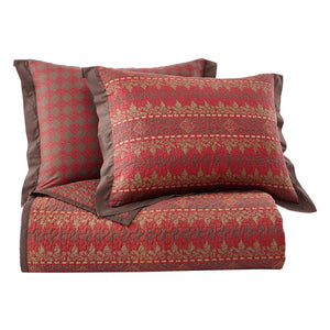 HiEnd Accents Rushmore Reversible Quilt Set QL1807-TW-OC Red, Brown Face and Back: 100% Cotton, Filling: 100% Polyester. 68x88x1