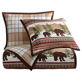 HiEnd Accents Bear Trail Reversible Quilt Set QL1815-TW-OC Red, White, Tan Face: 100% Cotton. Back: 100% Cotton. Filling: 100% polyester 68x88x1