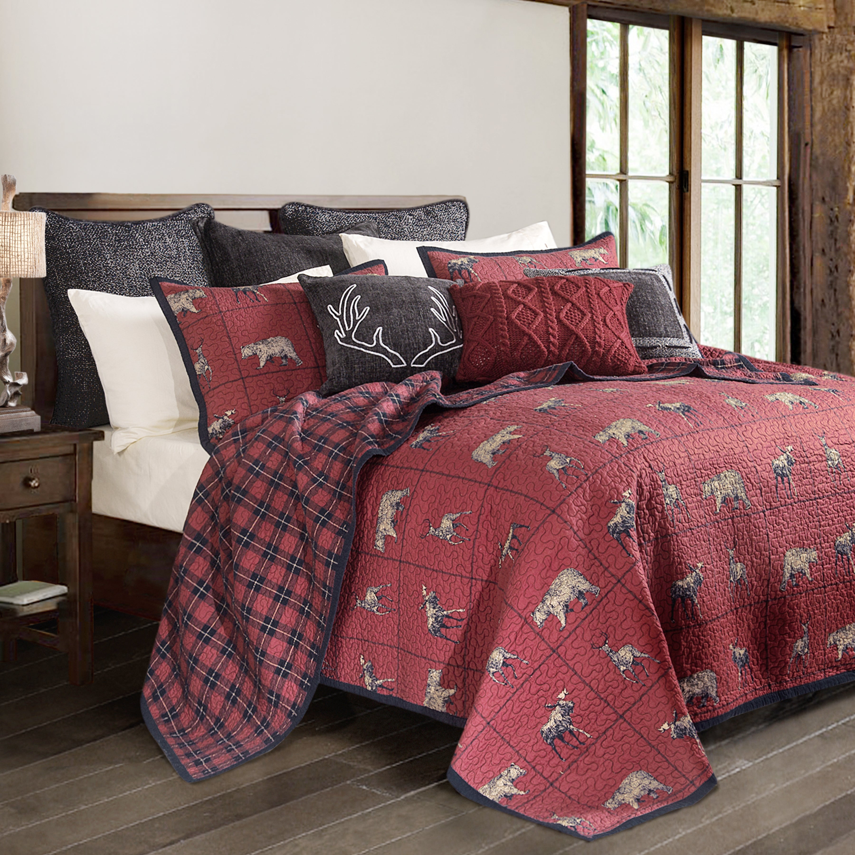 Woodland Plaid Reversible Quilt Set - Thumbnail 4