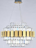 Bethel Gold Chandelier in Stainless Steel & Crystal