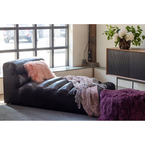 Ramsay Leather Chaise Antique Black