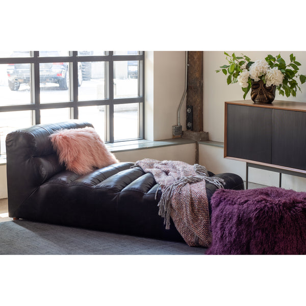 Ramsay Leather Chaise Antique Black