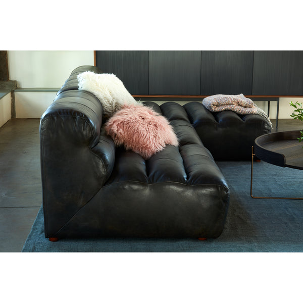 Ramsay Leather Chaise Antique Black
