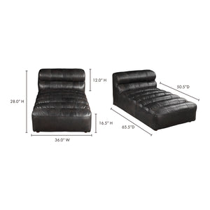 Ramsay Leather Chaise Antique Black