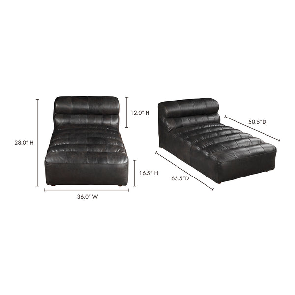 Ramsay Leather Chaise Antique Black