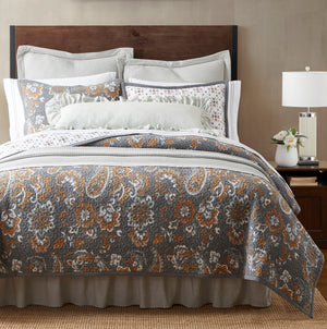 HiEnd Accents Abbie Western Paisley Reversible Quilt Set QN2111-FQ-GY Gray Face: 100% Cotton. Back: 100% Cotton. Filling: 100% polyester 92x96x1