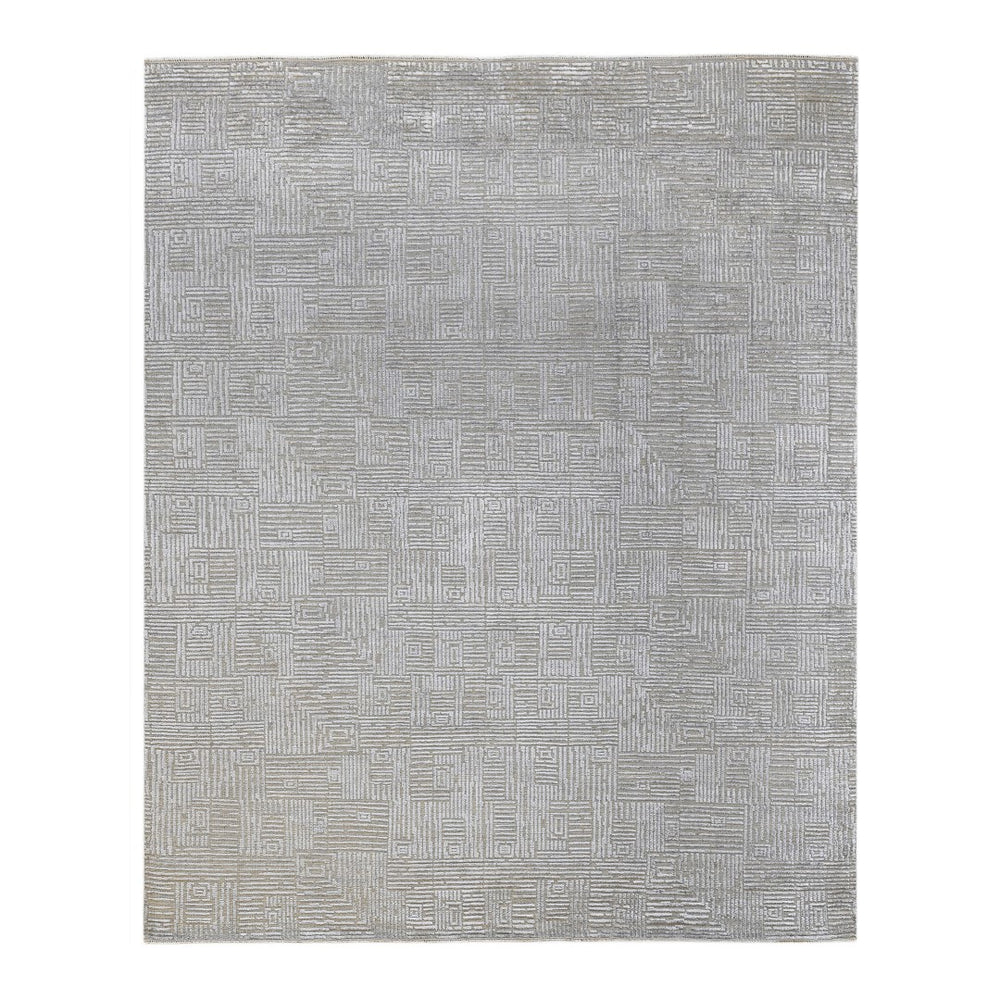AMER Rugs Quartz QUA-2 Hand-Knotted Geometric Modern & Contemporary Area Rug Silver 10' x 14'