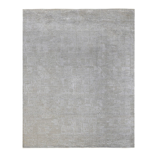 AMER Rugs Quartz QUA-2 Hand-Knotted Geometric Modern & Contemporary Area Rug Silver 10' x 14'