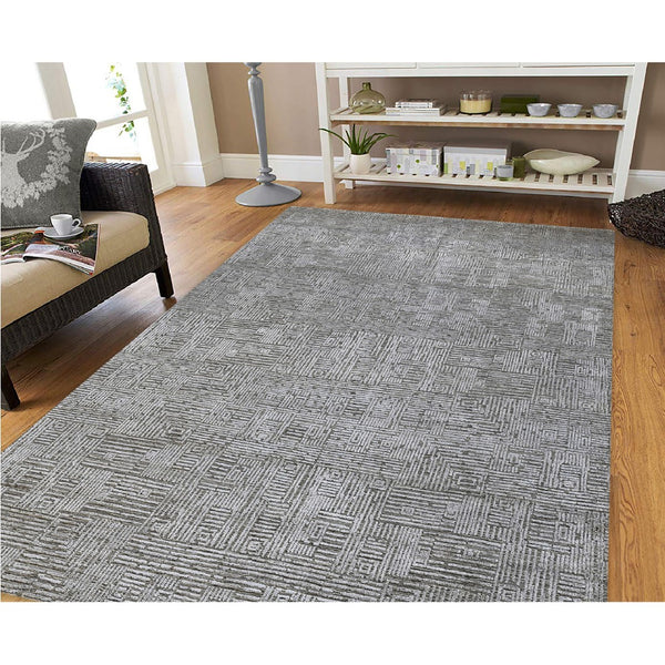 AMER Rugs Quartz QUA-4 Hand-Knotted Geometric Modern & Contemporary Area Rug Smoke 10' x 14'