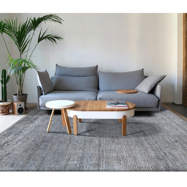 AMER Rugs Quartz QUA-5 Hand-Knotted Geometric Modern & Contemporary Area Rug Indigo 10' x 14'