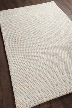 Chandra Rugs Quina 100% Wool Hand-Woven Contemporary Shag Rug White 9' x 13'