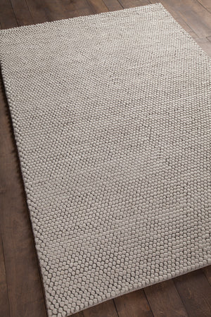 Chandra Rugs Quina 100% Wool Hand-Woven Contemporary Shag Rug Silver 9' x 13'