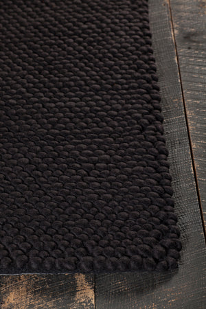 Chandra Rugs Quina 100% Wool Hand-Woven Contemporary Shag Rug Black 9' x 13'
