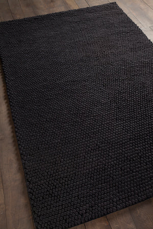 Chandra Rugs Quina 100% Wool Hand-Woven Contemporary Shag Rug Black 9' x 13'