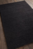 Chandra Rugs Quina 100% Wool Hand-Woven Contemporary Shag Rug Black 9' x 13'