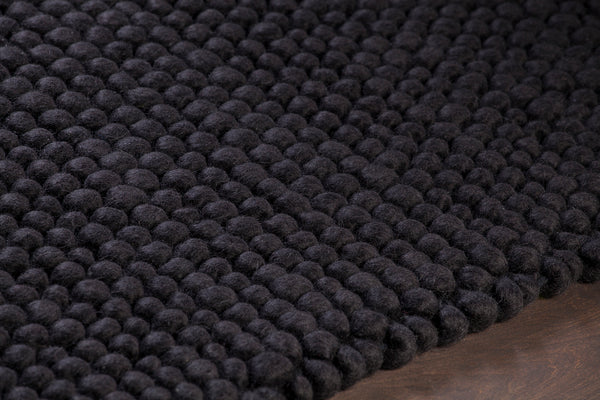 Chandra Rugs Quina 100% Wool Hand-Woven Contemporary Shag Rug Black 9' x 13'
