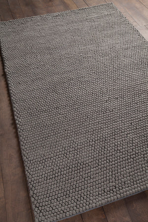 Chandra Rugs Quina 100% Wool Hand-Woven Contemporary Shag Rug Grey 9' x 13'