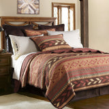 HiEnd Accents Broken Arrow Reversible Quilt Set QW1009-FQ-OC Red, Tan, Brown Face: 100% Cotton. Back: 100% Cotton. Filling: 100% polyester 92x96x1