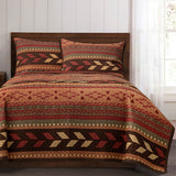 HiEnd Accents Broken Arrow Reversible Quilt Set QW1009-TW-OC Red, Tan, Brown Face: 100% Cotton. Back: 100% Cotton. Filling: 100% polyester 68x88x1