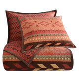 HiEnd Accents Broken Arrow Reversible Quilt Set QW1009-TW-OC Red, Tan, Brown Face: 100% Cotton. Back: 100% Cotton. Filling: 100% polyester 68x88x1