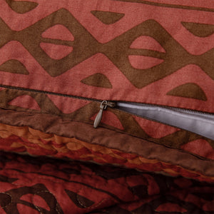 HiEnd Accents Broken Arrow Reversible Quilt Set QW1009-TW-OC Red, Tan, Brown Face: 100% Cotton. Back: 100% Cotton. Filling: 100% polyester 68x88x1