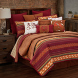 HiEnd Accents Solace Reversible Quilt Set QW1012-FQ-OC Red, Orange, Brown Face: 100% Cotton. Back: 100% Cotton. Filling: 100% Polyester 92x96x1