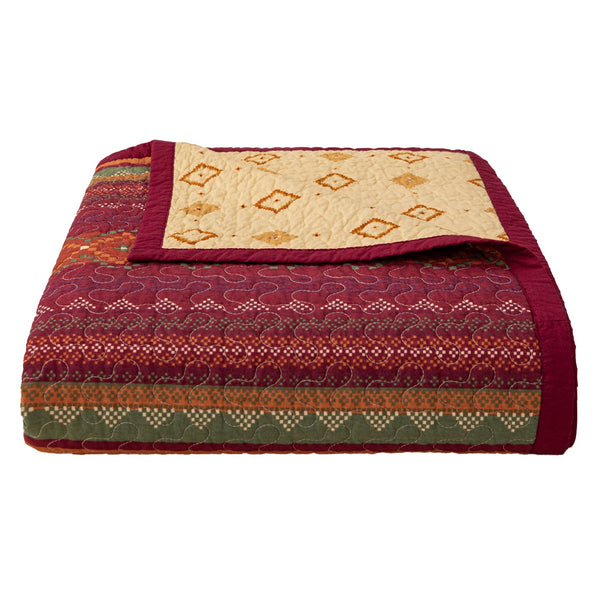 HiEnd Accents Solace Reversible Quilt Set QW1012-TW-OC Red, Orange, Brown Face: 100% Cotton. Back: 100% Cotton. Filling: 100% Polyester 68x88x1