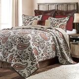 HiEnd Accents Rebecca Paisley Reversible Quilt Set QW1833-FQ-OC Turquoise, Brown Face and Back: 100% cotton; Fill: 100% polyester 92x96x0.1