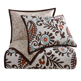 HiEnd Accents Rebecca Paisley Reversible Quilt Set QW1833-TW-OC Turquoise, Brown Face and Back: 100% cotton; Fill: 100% polyester 68x88x0.1