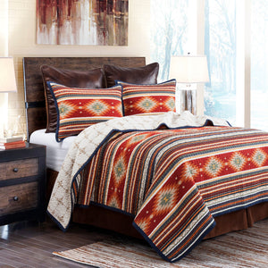 HiEnd Accents Del Sol Reversible Quilt Set QW1835-FQ-OC Multi Color Face and Back: 100% cotton; Fill: 100% polyester 68x88x0.1