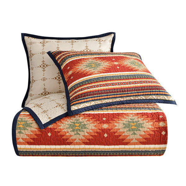 HiEnd Accents Del Sol Reversible Quilt Set QW1835-TW-OC Multi Color Face and Back: 100% cotton; Fill: 100% polyester 68x8x0.1