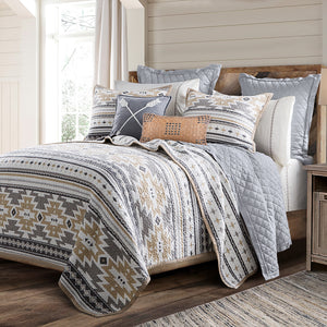 HiEnd Accents Desert Sage Reversible Quilt Set QW1939-FQ-OC Tan, White, Gray Face and Back: 100% cotton; Fill: 100% polyester 92x96x0.5