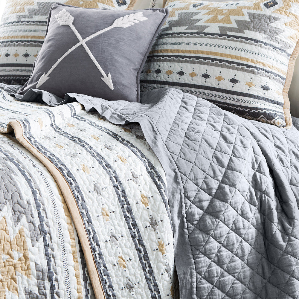 HiEnd Accents Desert Sage Reversible Quilt Set QW1939-FQ-OC Tan, White, Gray Face and Back: 100% cotton; Fill: 100% polyester 92x96x0.5