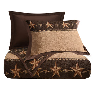 HiEnd Accents Star Ranch Reversible Quilt Set QW2010-TW-OC Brown, Tan Face: 100% Cotton. Back: 100% Cotton. Filling: 80% Cotton, 20% Rayon 68x88x1