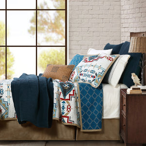 HiEnd Accents Spirit Valley Quilt Set QW2113-FQ-TL Teal Face and Back: 100% cotton; Fill: 100% polyester 92x96x1
