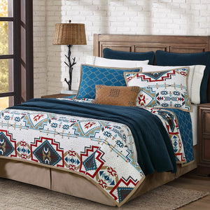 HiEnd Accents Spirit Valley Quilt Set QW2113-FQ-TL Teal Face and Back: 100% cotton; Fill: 100% polyester 92x96x1