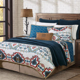 HiEnd Accents Spirit Valley Quilt Set QW2113-KG-TL Teal Face and Back: 100% cotton; Fill: 100% polyester 110x96x1